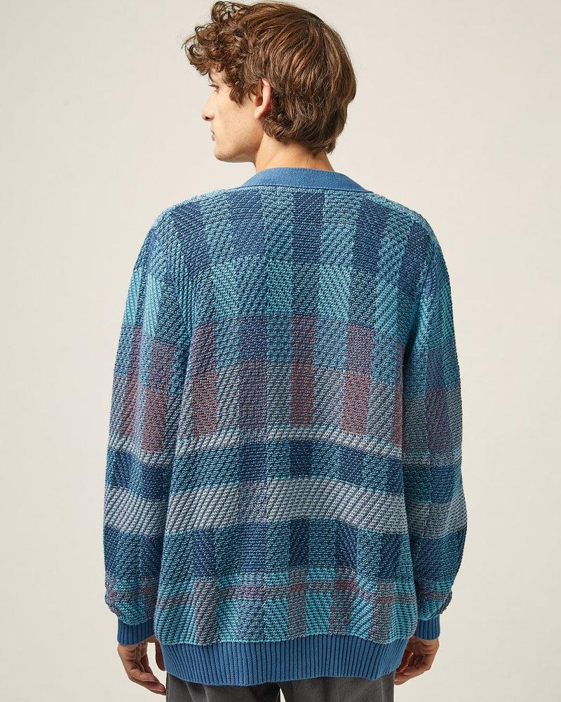 Blow Up Plaid Cardigan - Blue Product Image