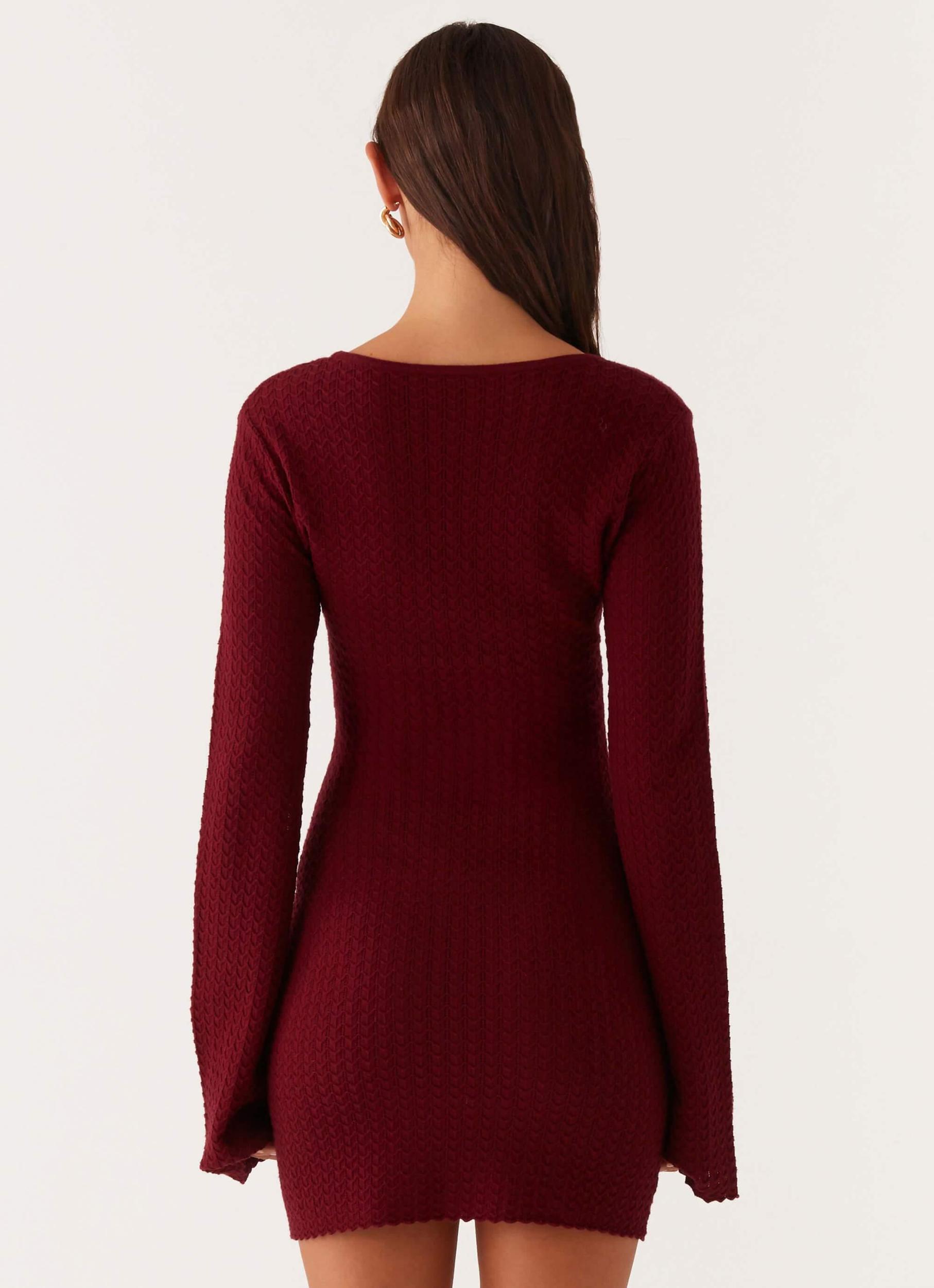 Lavelle Knit Mini Dress - Maroon Product Image