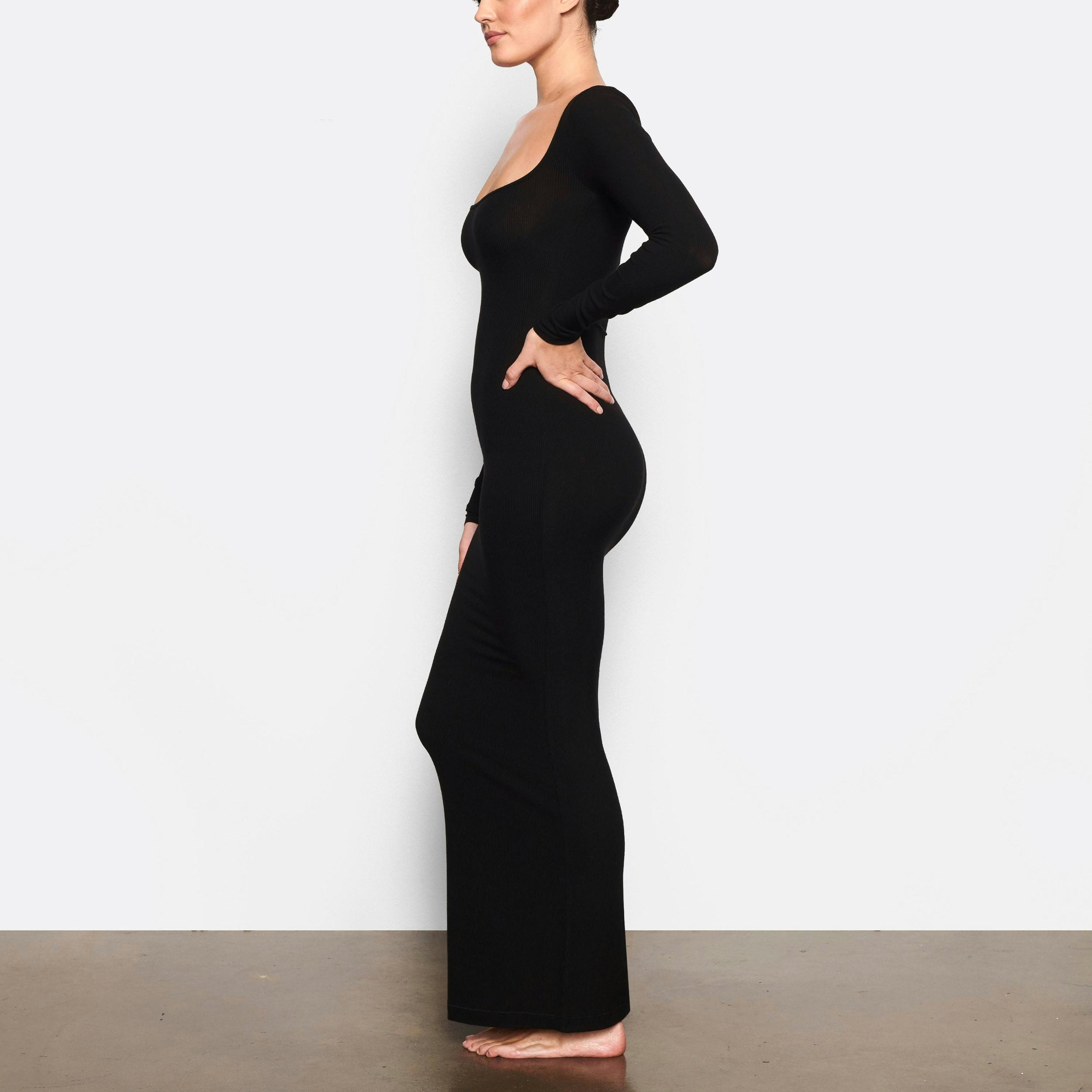SOFT LOUNGE LONG SLEEVE DRESS | ONYX Product Image