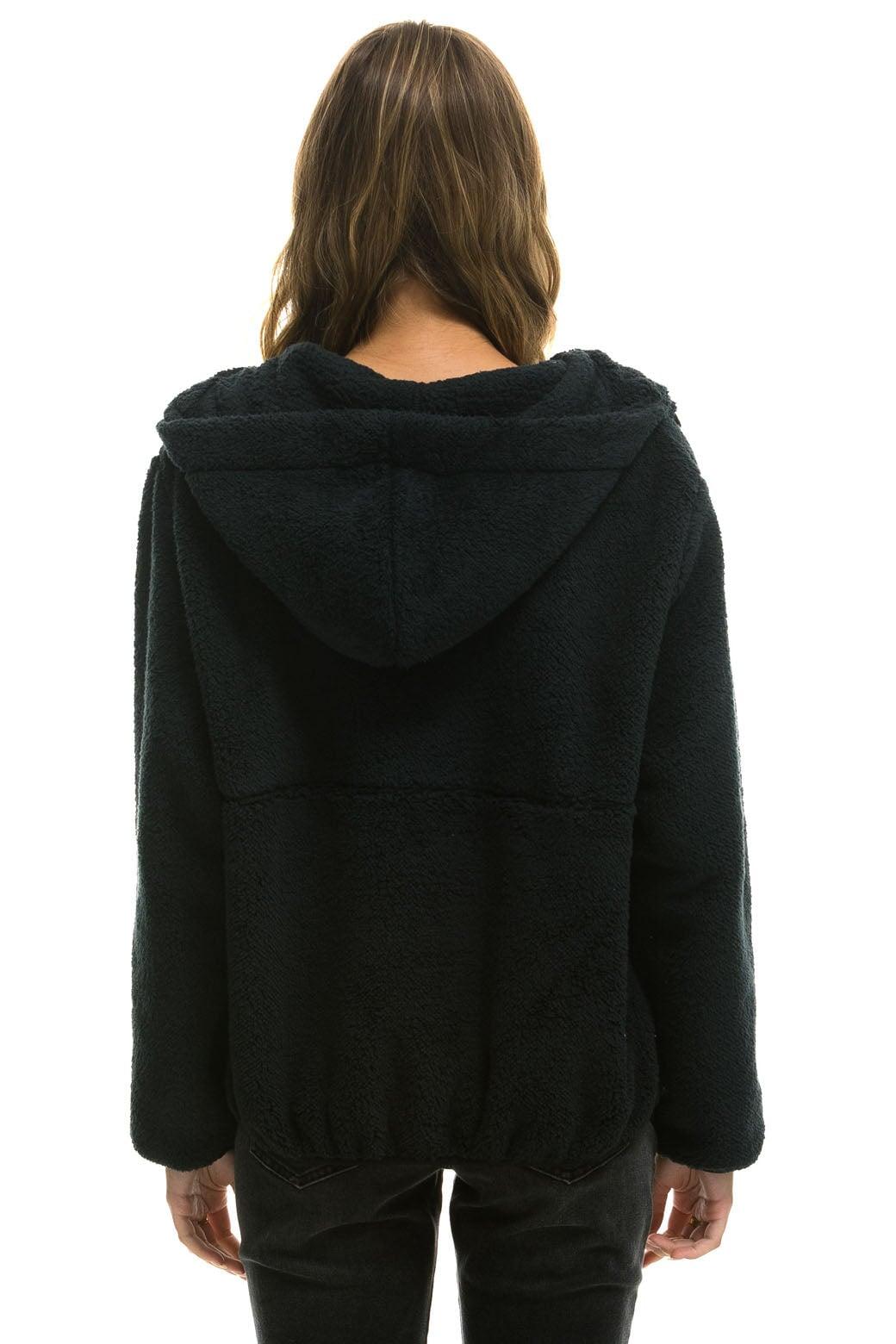 TEDDY APRES  HOODED HALF ZIP JACKET - BLACK Female Product Image