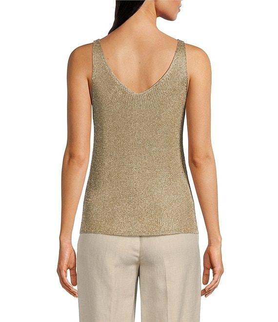 Donna Karan Sleeveless Metallic Knit Tank Product Image