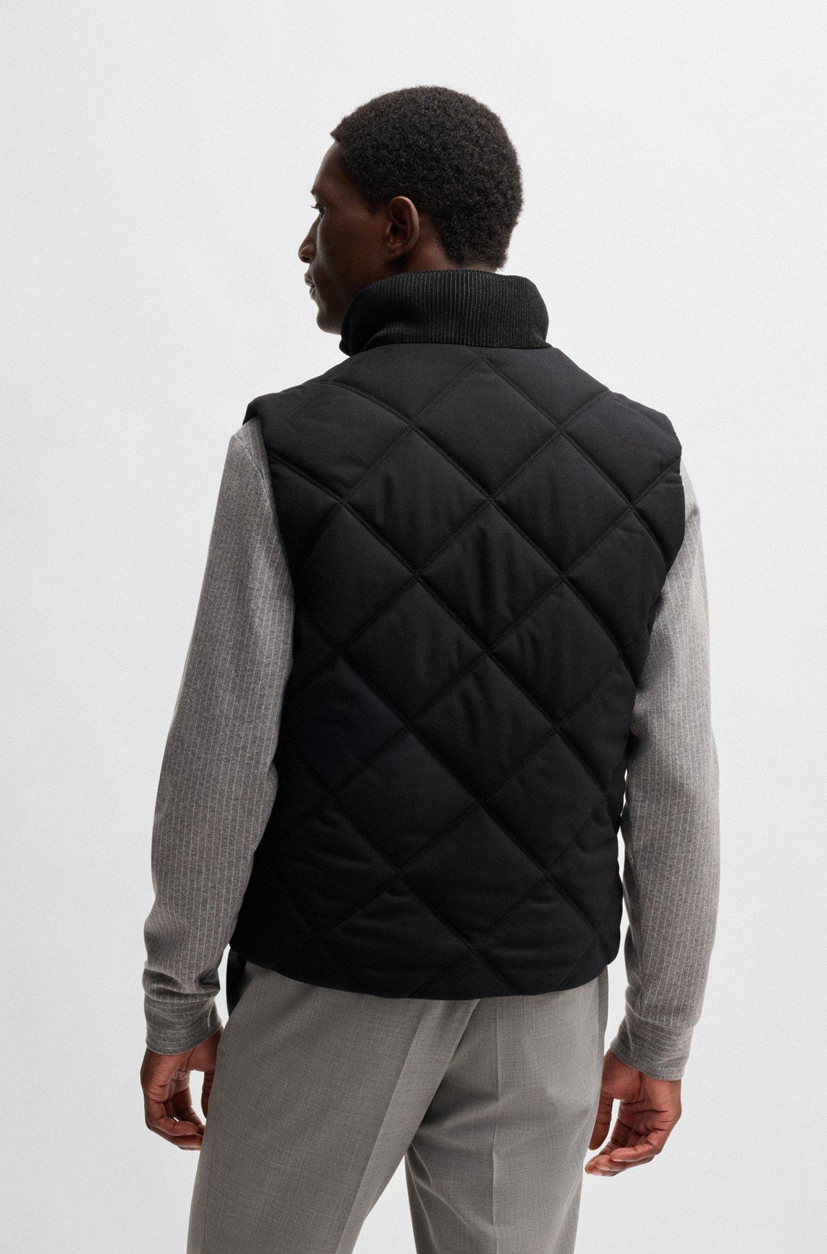 Diamond-quilted gilet with ribbed-cotton trims Product Image