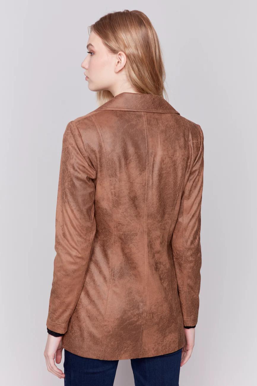 Long Vintage Faux Suede Jacket Product Image