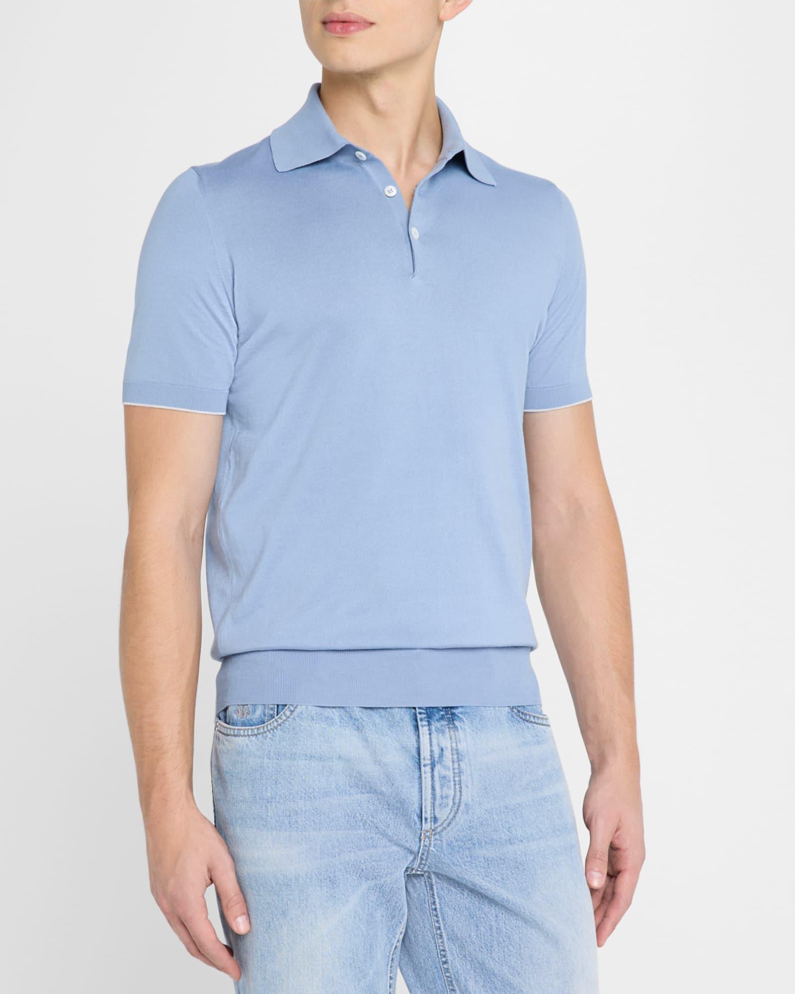Men's Cotton Short-Sleeve Polo Sweater Product Image