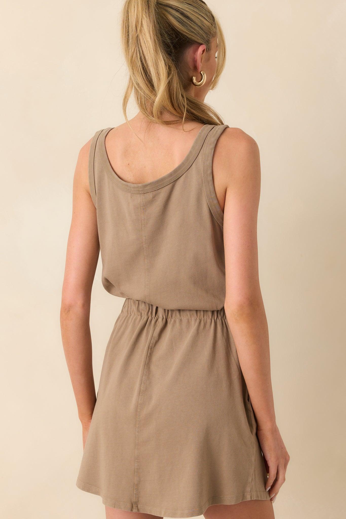Z Supply Tan Cotton Keegan Slub Jersey Mini Dress Product Image