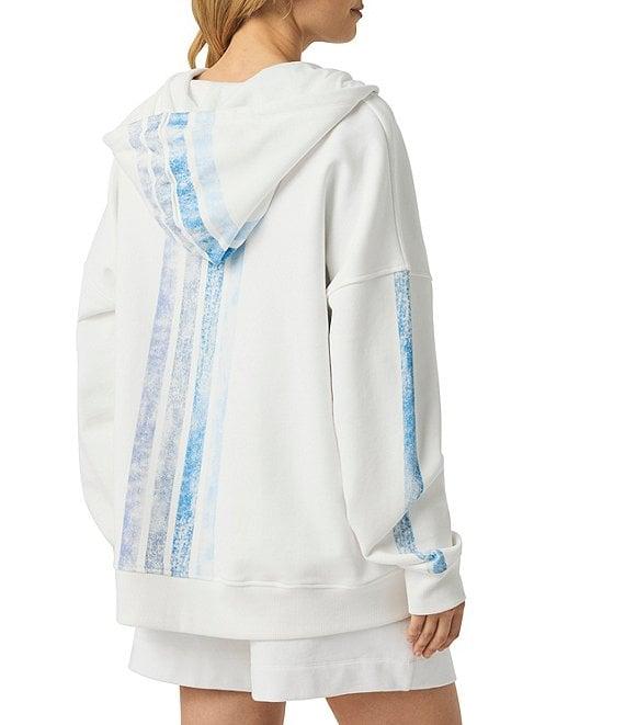 Splendid Striped Crew Neck Long Sleeve Hoodie Jacket Product Image