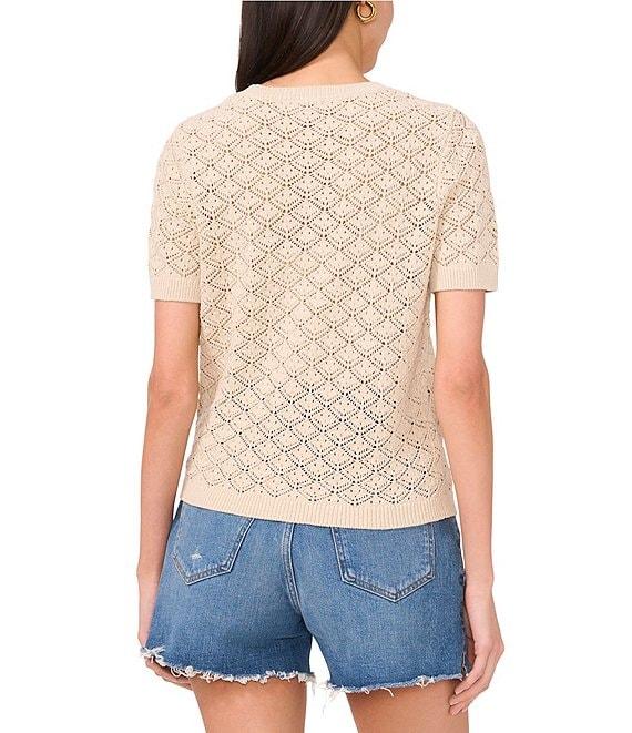 Vince Camuto Pointelle Knit Crew Neck Short Sleeve Top Product Image