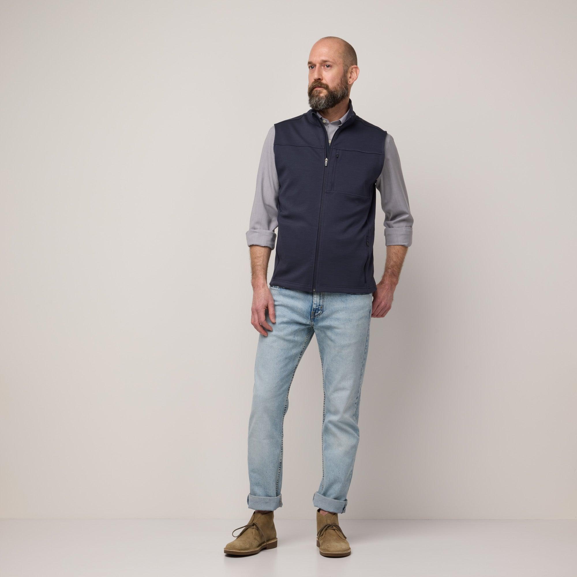 Merino Wool Full-Zip Ponte Vest | Black Marl Product Image