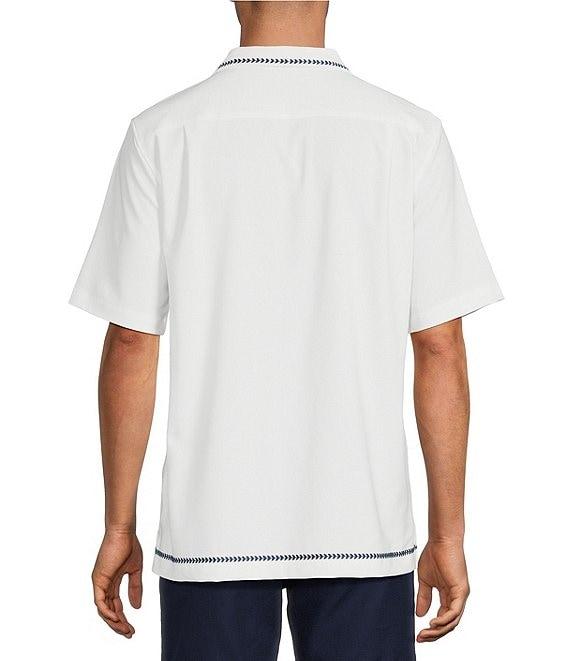 Caribbean Solid Cross Hatch Short Sleeve Woven Camp Shirt Product Image