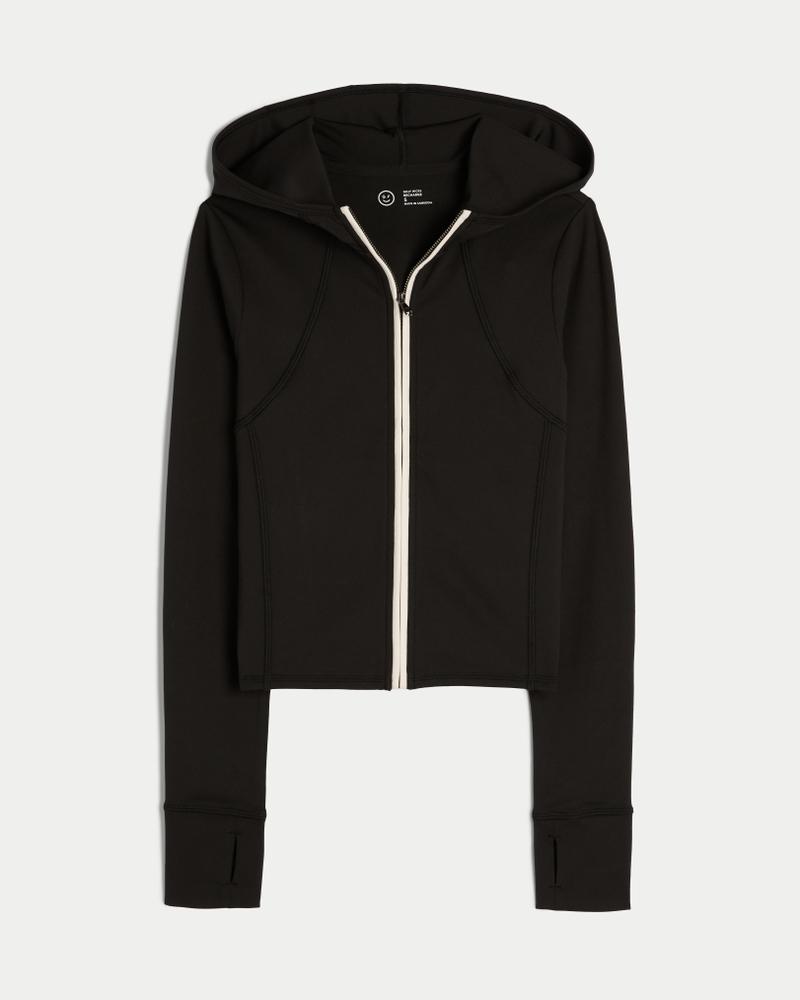 Gilly Hicks Active Recharge Hooded Crop Zip-Up Top Product Image