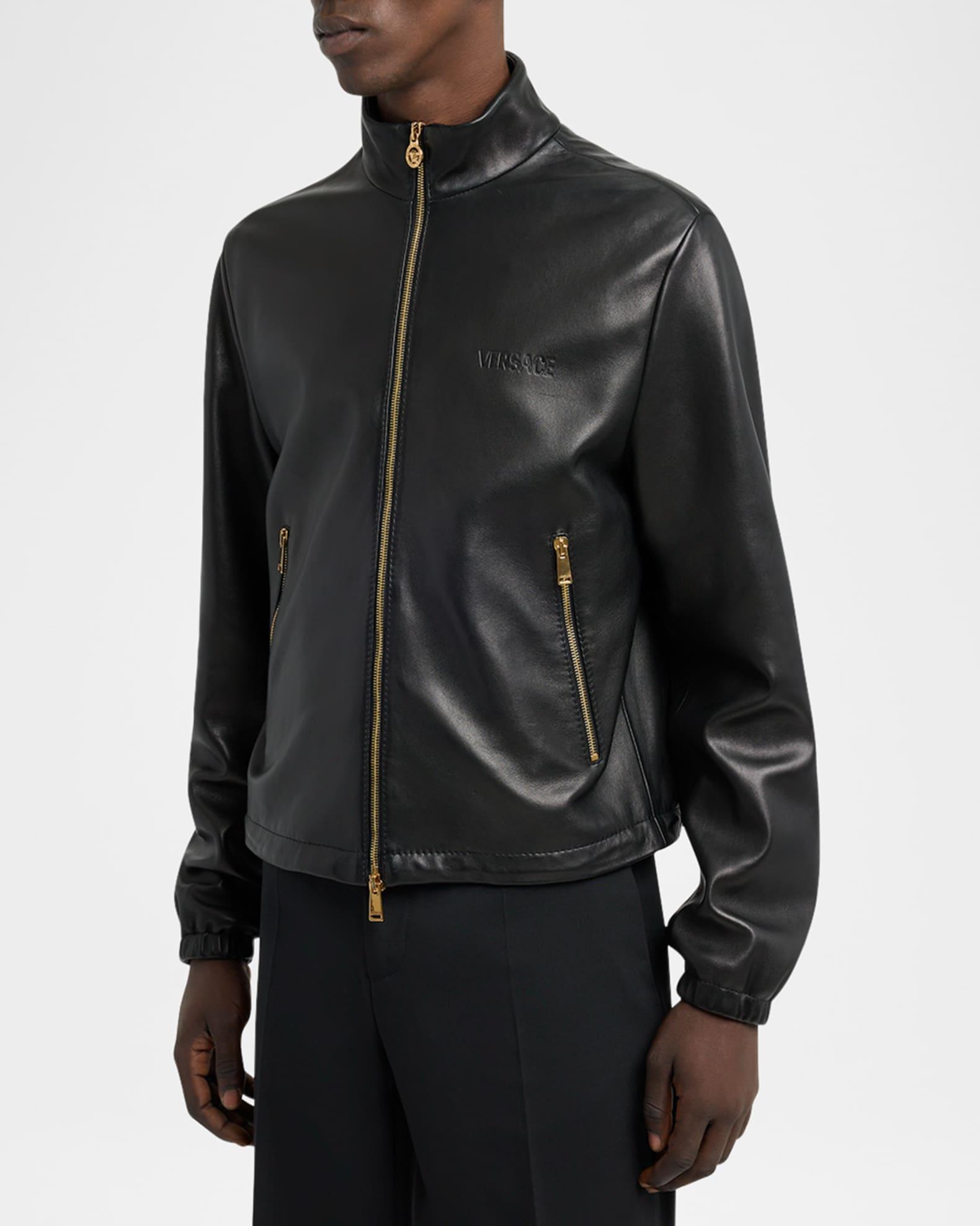 Men's Full-Zip Leather Jacket Product Image