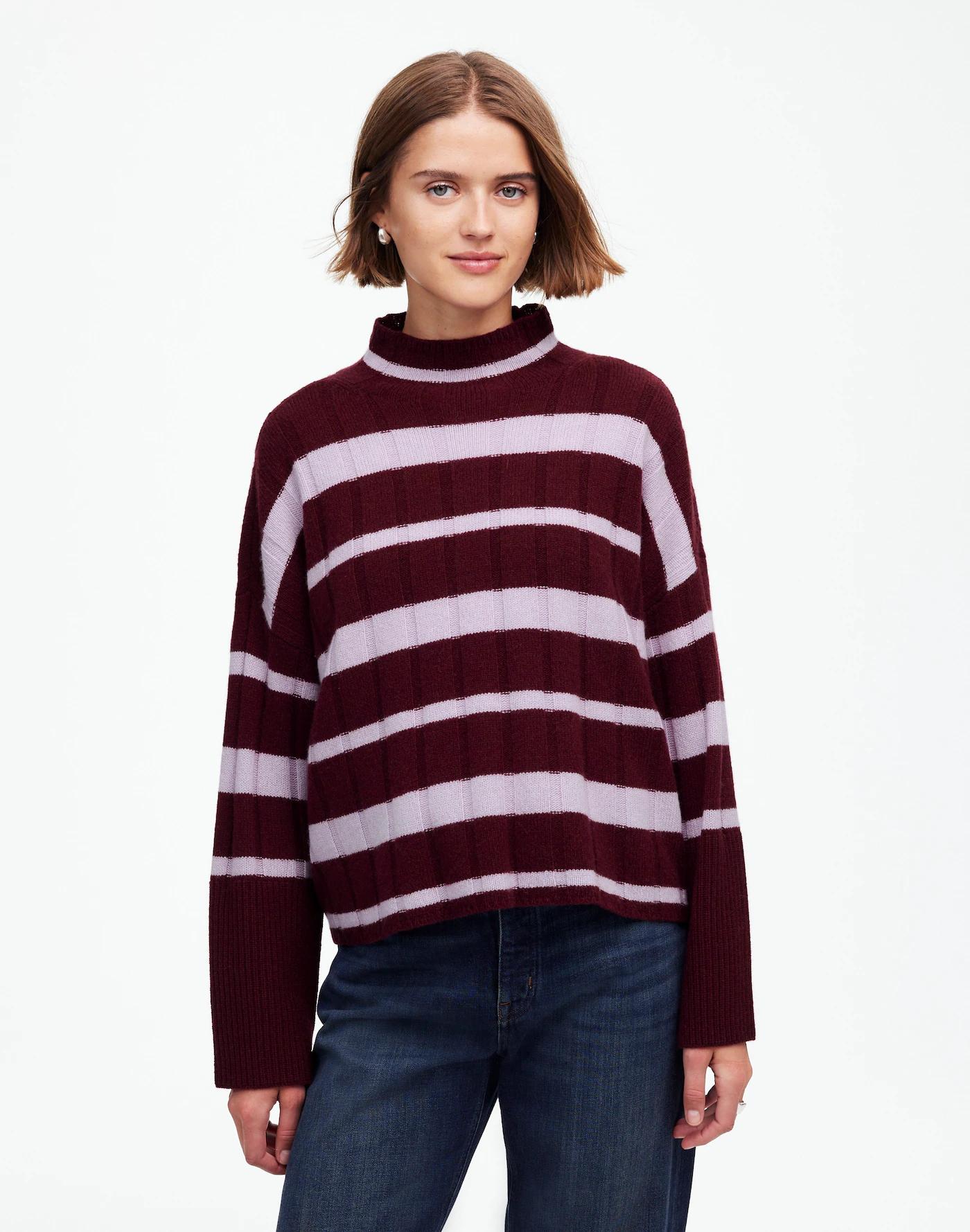 Ribbed Cashmere-Wool Blend Pullover Sweater Product Image