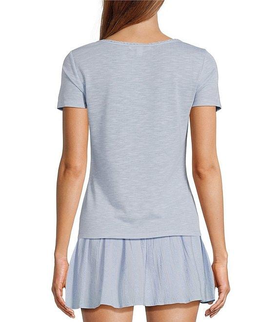 Chelsea & Violet Daisy Pointelle Slub Knit Scoop Neck Short Sleeve Tee Product Image