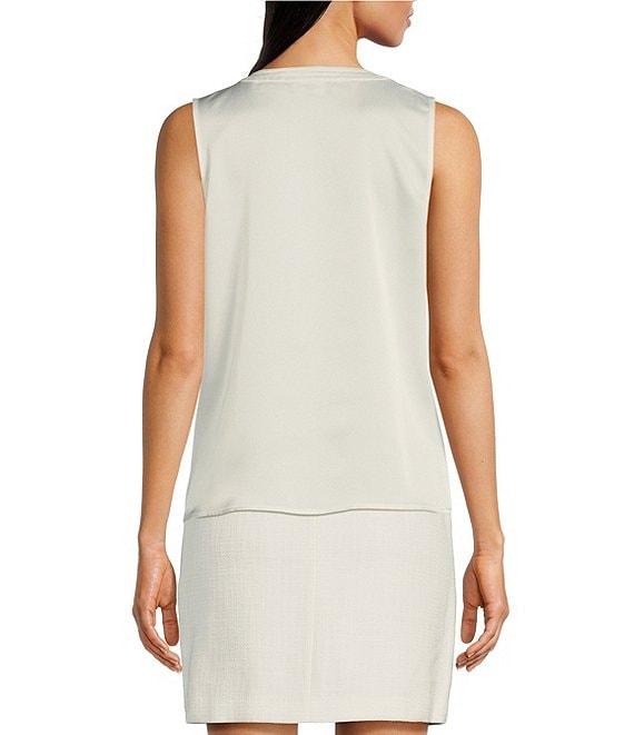 KARL LAGERFELD PARIS Woven V-Neck Crisscross Sleeveless Top Product Image