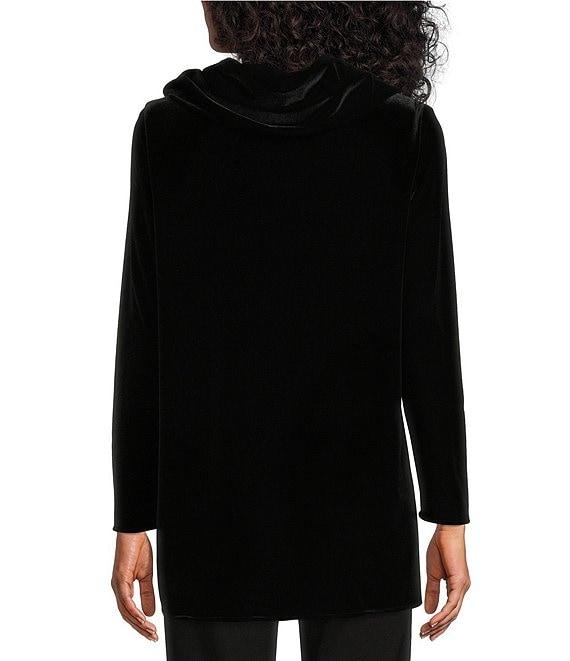 Caroline Rose Stretch Velvet Knit Cowl Neck Long Sleeve Tunic Product Image