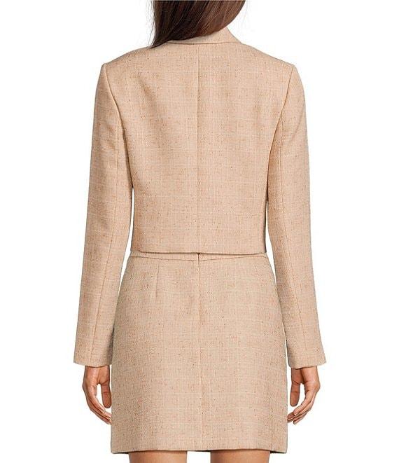 Donna Karan Tweed Notch Lapel Collar Button Front Jacket Product Image