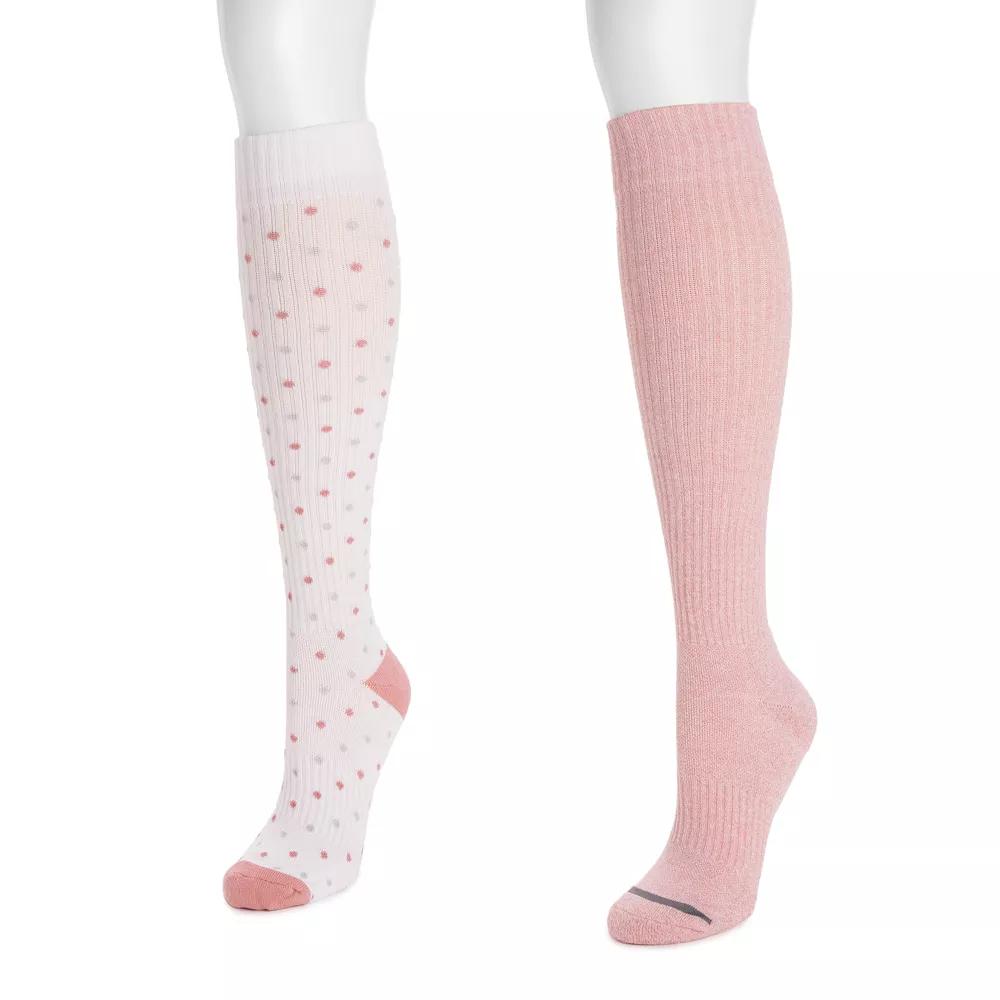Womens MUK LUKS Cotton Compression Knee-High Socks 2-Pack Product Image