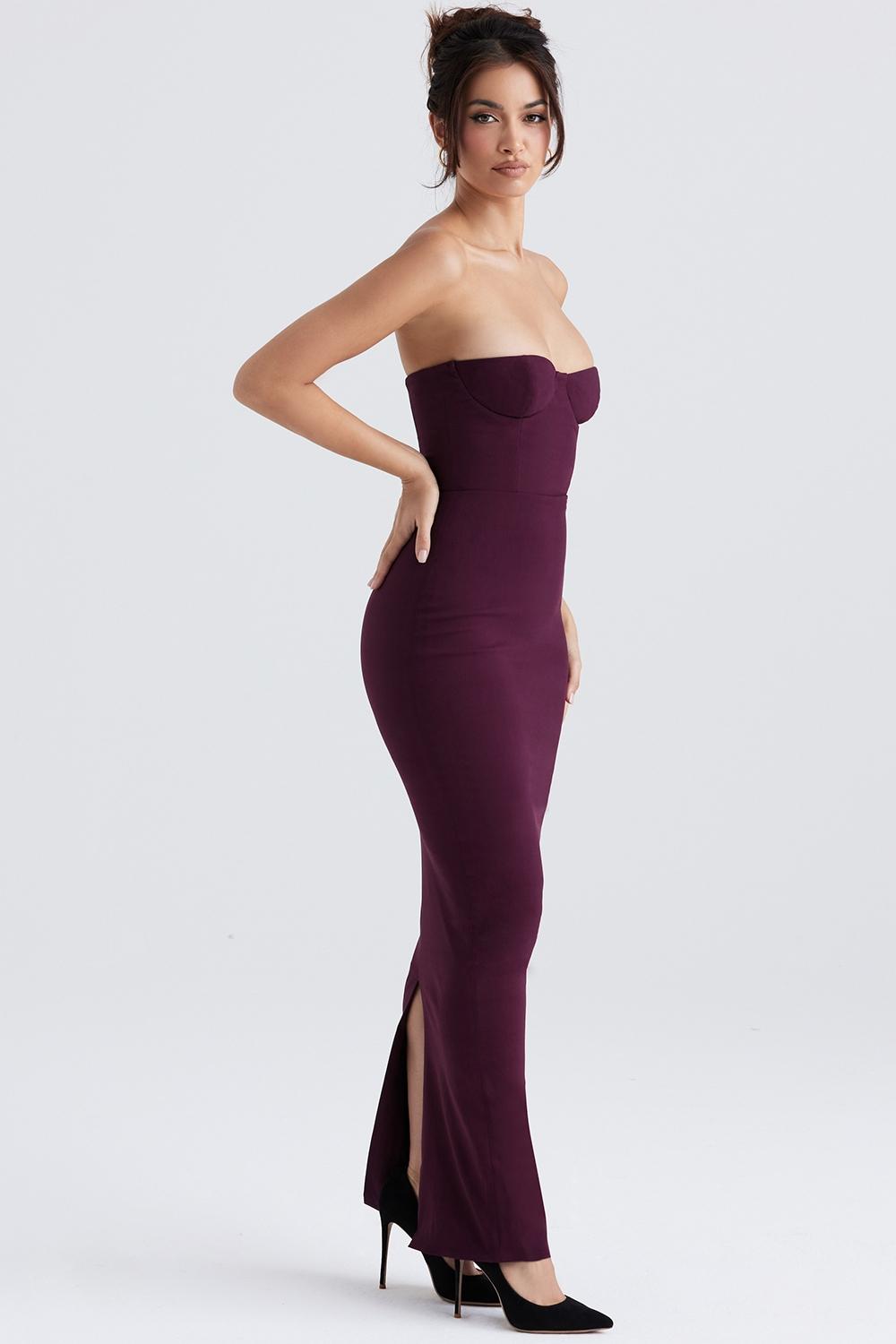 Lucia  grape strapless corset maxi dress Product Image