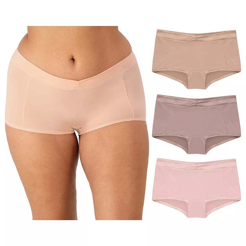 Maidenform 3-Pack Everyday Luxe Boyshort Underwear DM3TBS, Women's, Size: Large, Brown Eve Blush Product Image