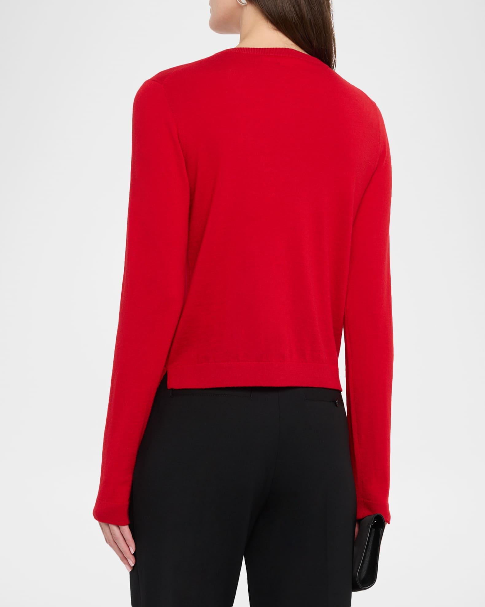Long-Sleeve Merino Wool Crewneck Cardigan Product Image