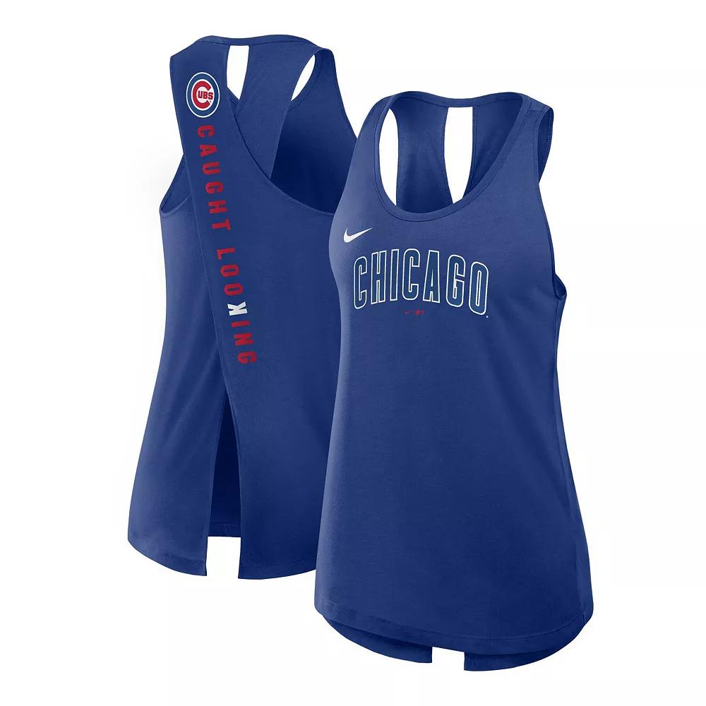 Women's Nike Royal Chicago Cubs Crisscross Performance Tank Top, Size: XL, Blue Product Image