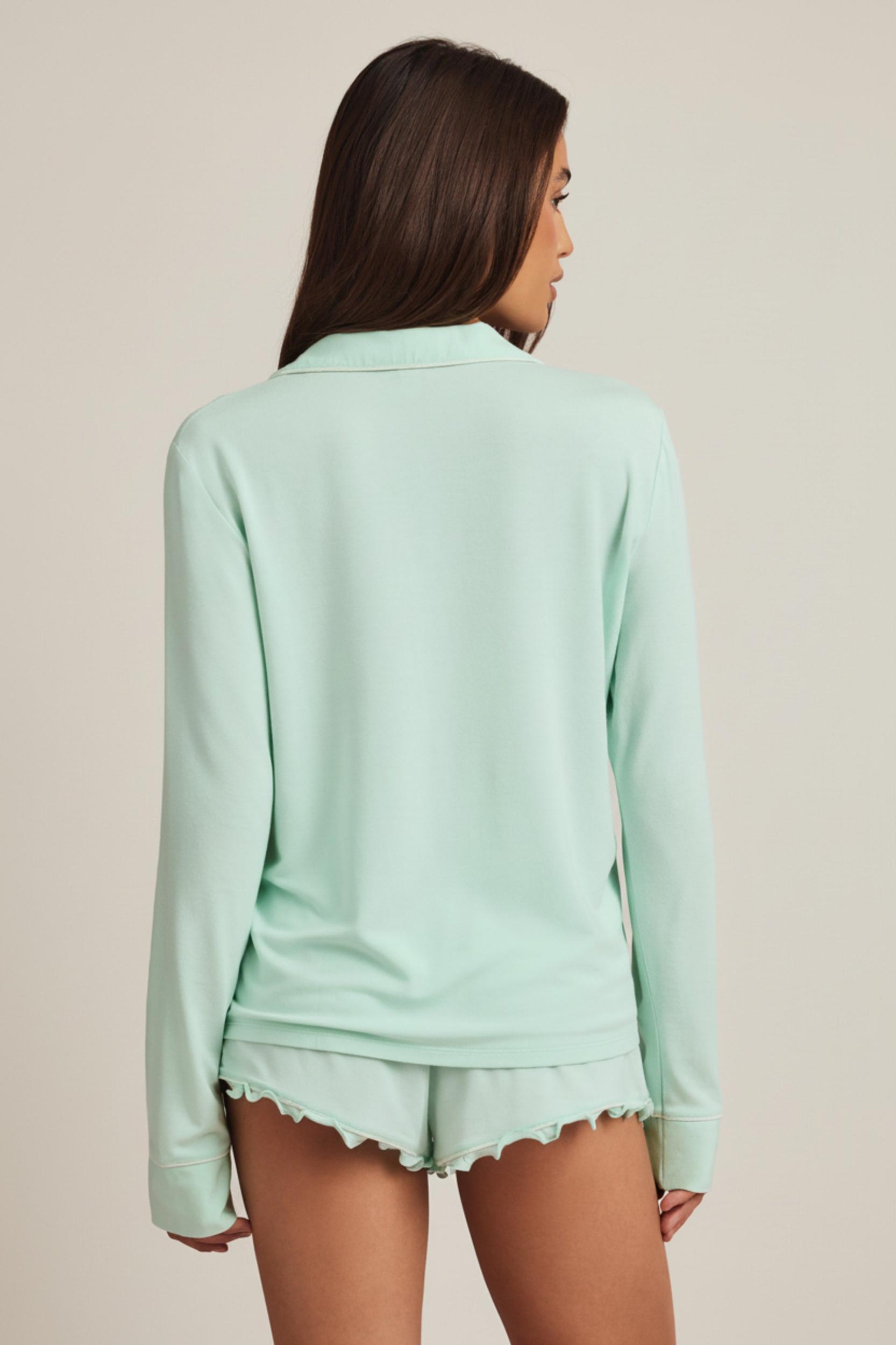 Modal Long-Sleeve Pyjama Top in Mint Product Image