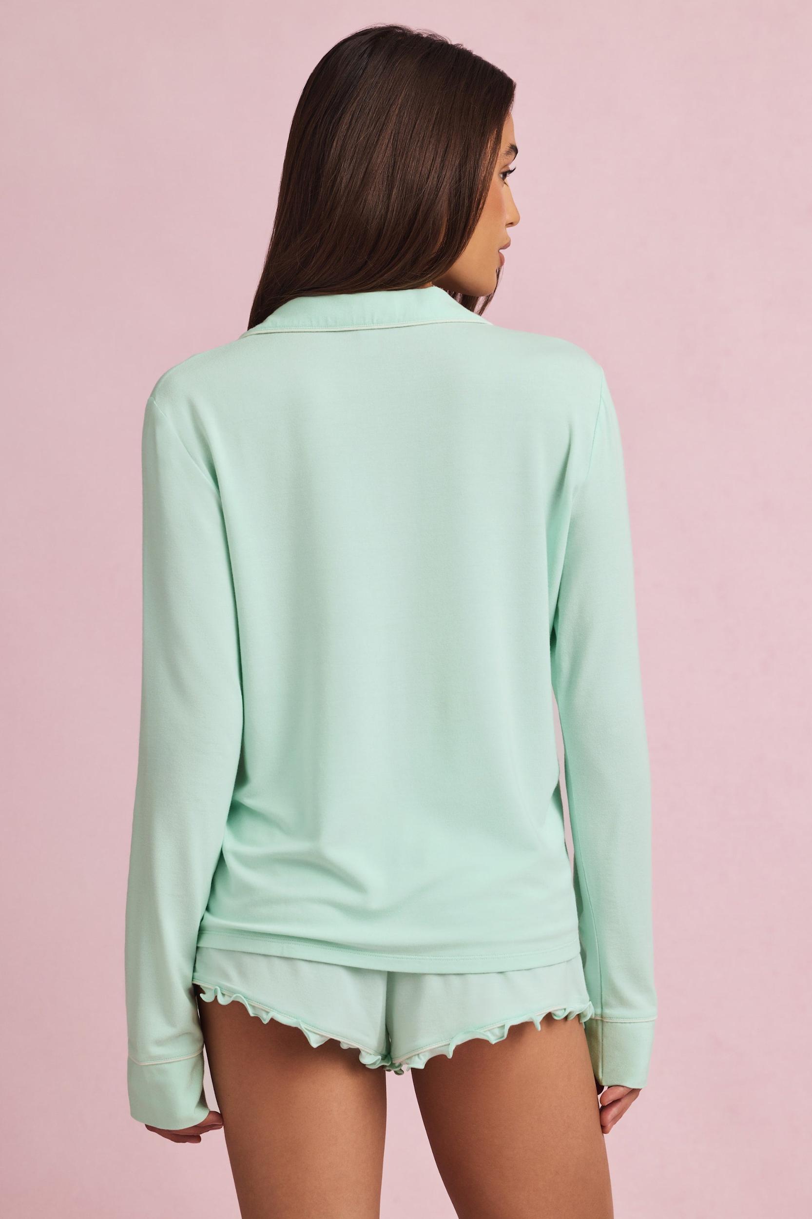 Modal Long-Sleeve Pyjama Top in Mint Product Image