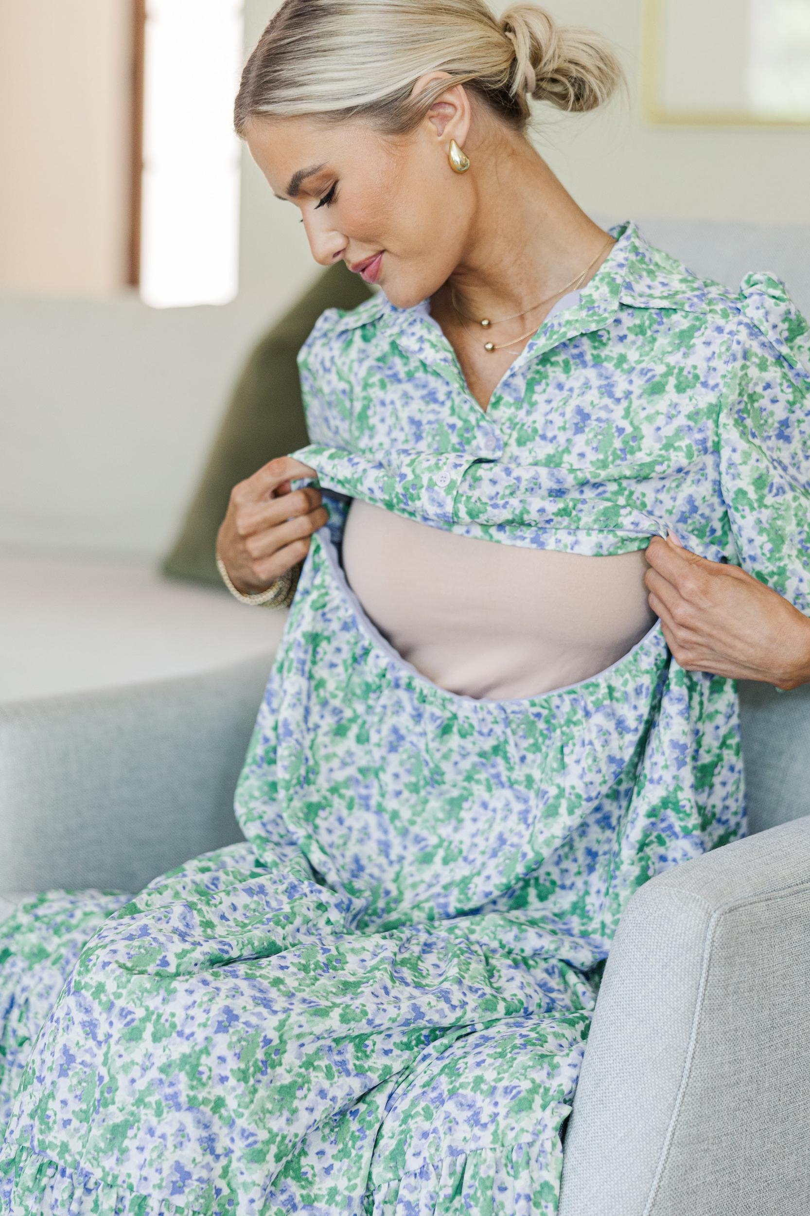 NURSING COLLECTION: Love Found Lavender Ditsy Floral Tiered Midi Dress Female Product Image