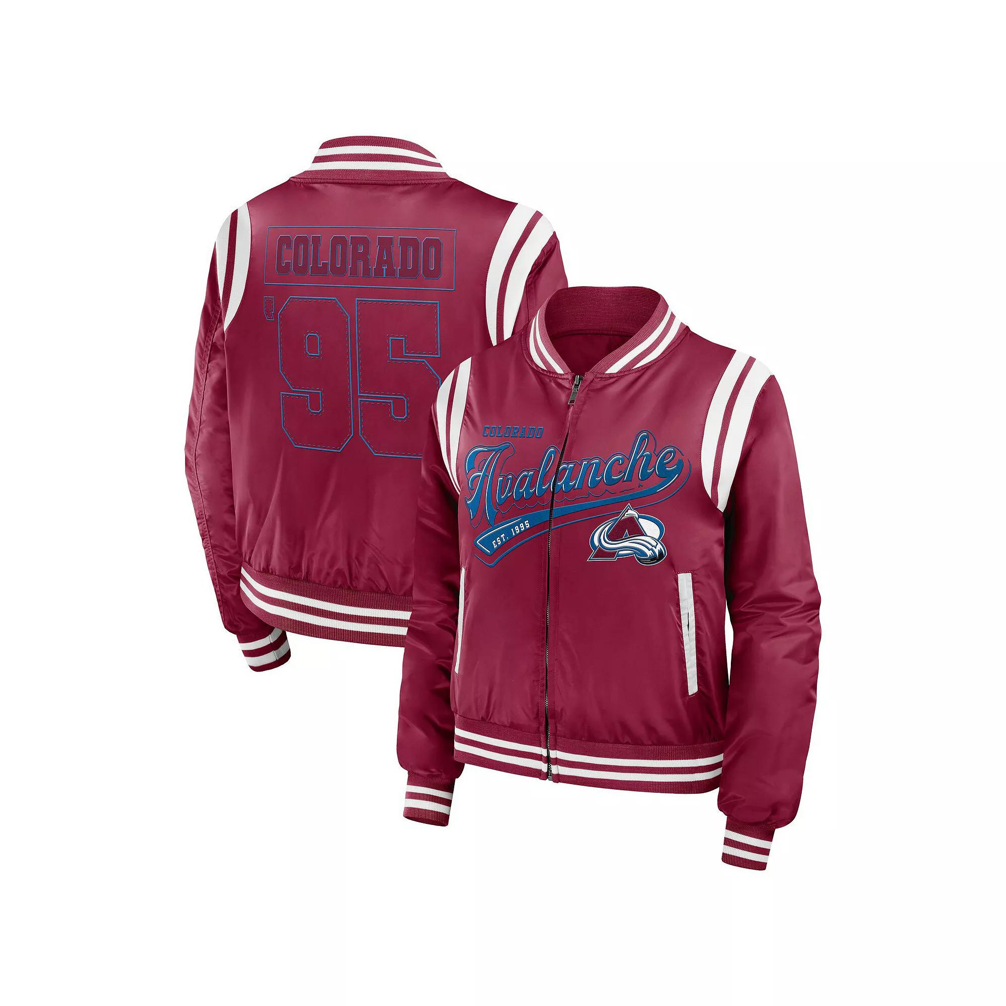 Women's WEAR by Erin Andrews Garnet Colorado Avalanche Baller Full-Zip Bomber Jacket,  Product Image