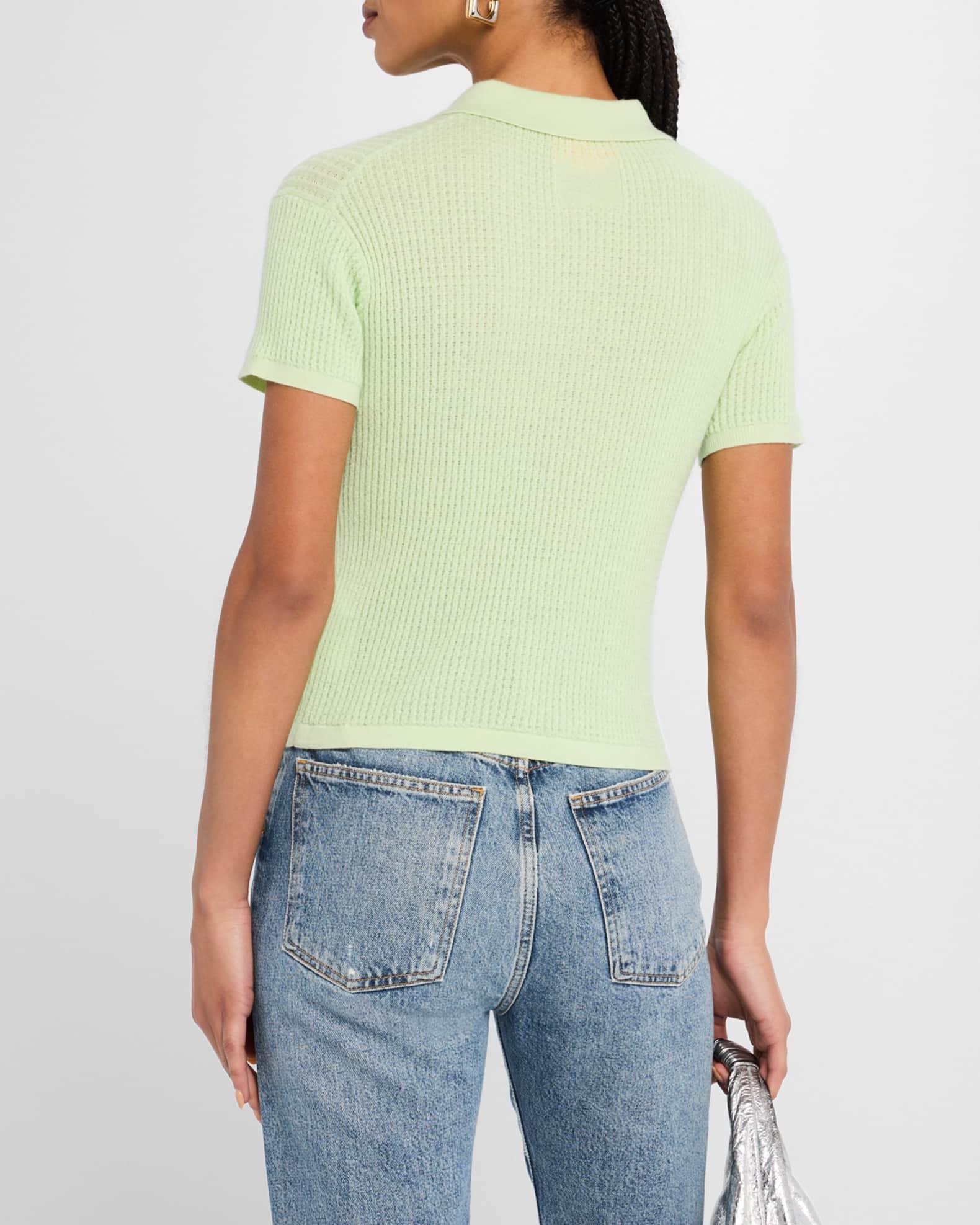 Cashmere Short-Sleeve Shrunken Polo Sweater Product Image