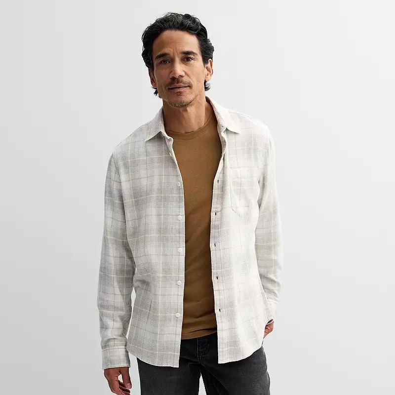 Men's Sonoma Goods For Life® One Pocket Flannel Button-Down Shirt, Size: Small, Red  Buff Chec Product Image