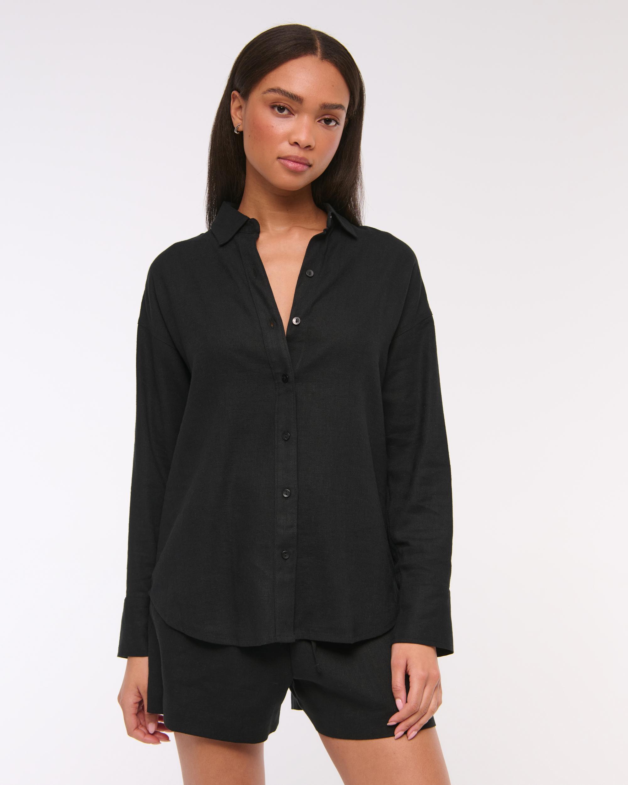 Oversized Linen-Blend Shirt Product Image