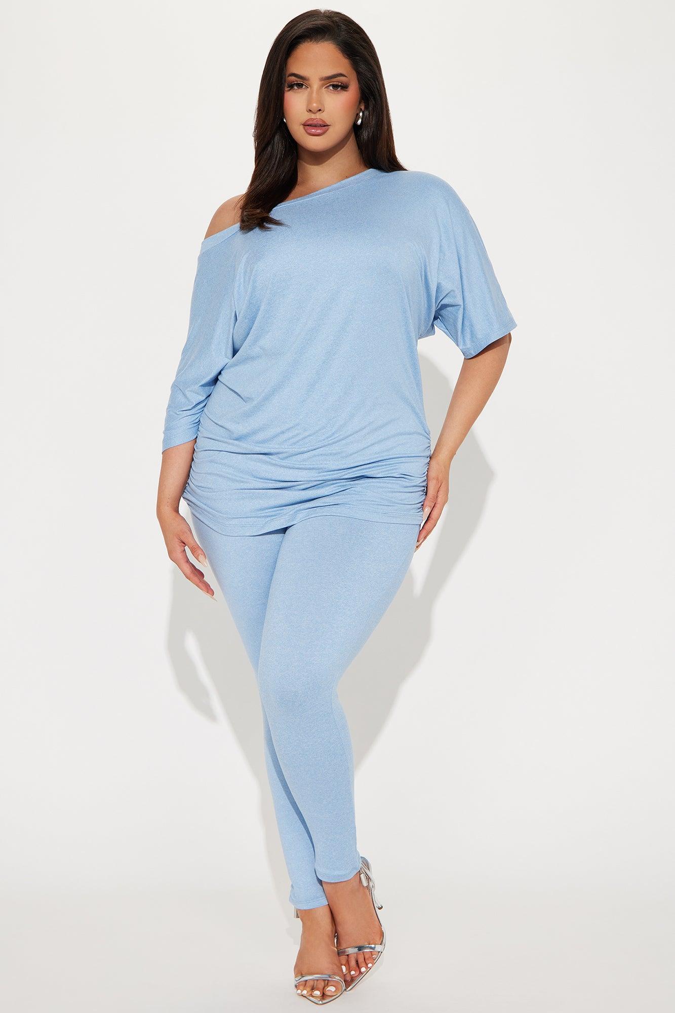 Camila Short Sleeve Legging Set - Blue Product Image