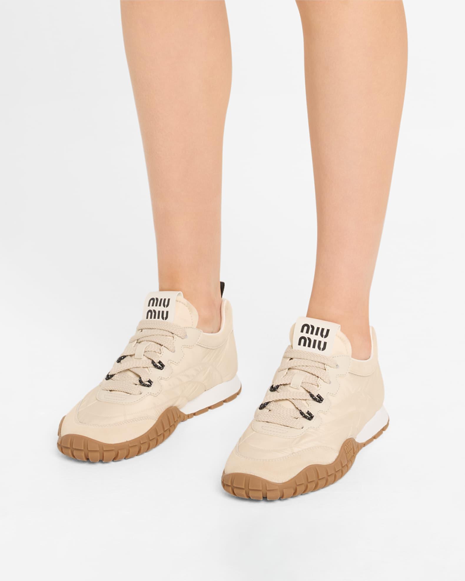 Low-Top Nylon & Leather Sneakers Product Image