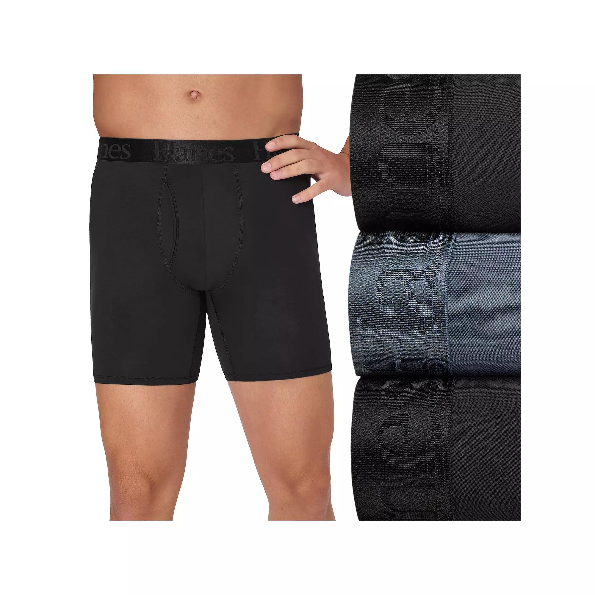 Men's Hanes® Originals 3-Pack Ultimate SuperSoft Boxer Briefs with Total Support Pouch,  Product Image