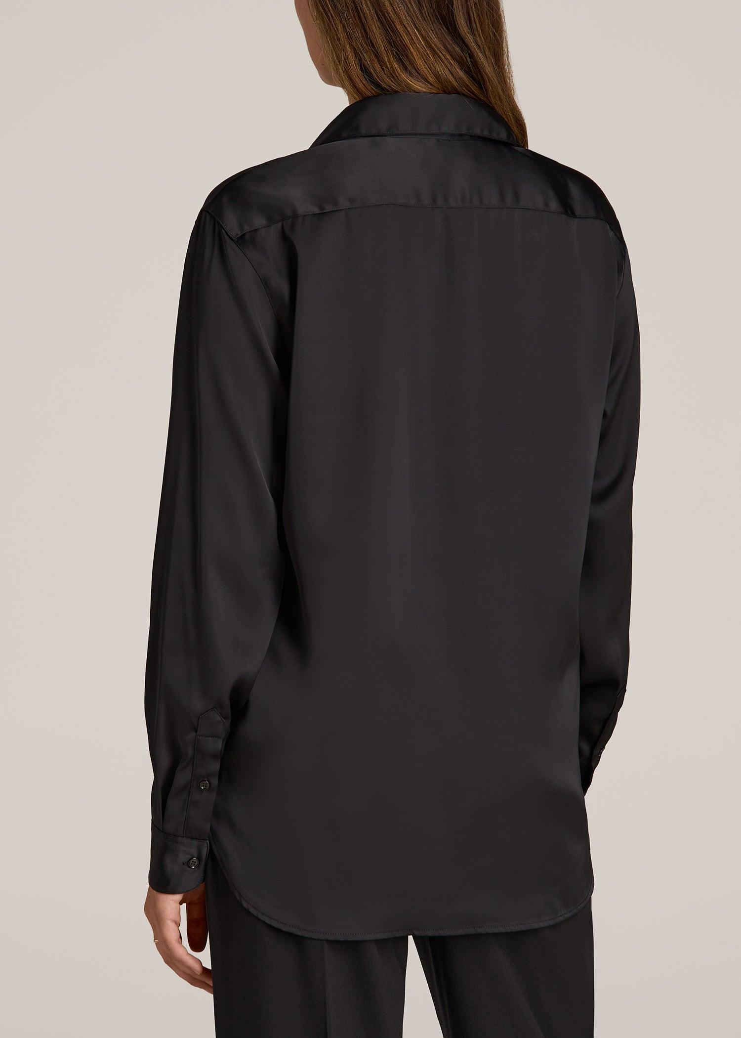 Relaxed Button-Up Blouse for Tall Women in Black Female Product Image