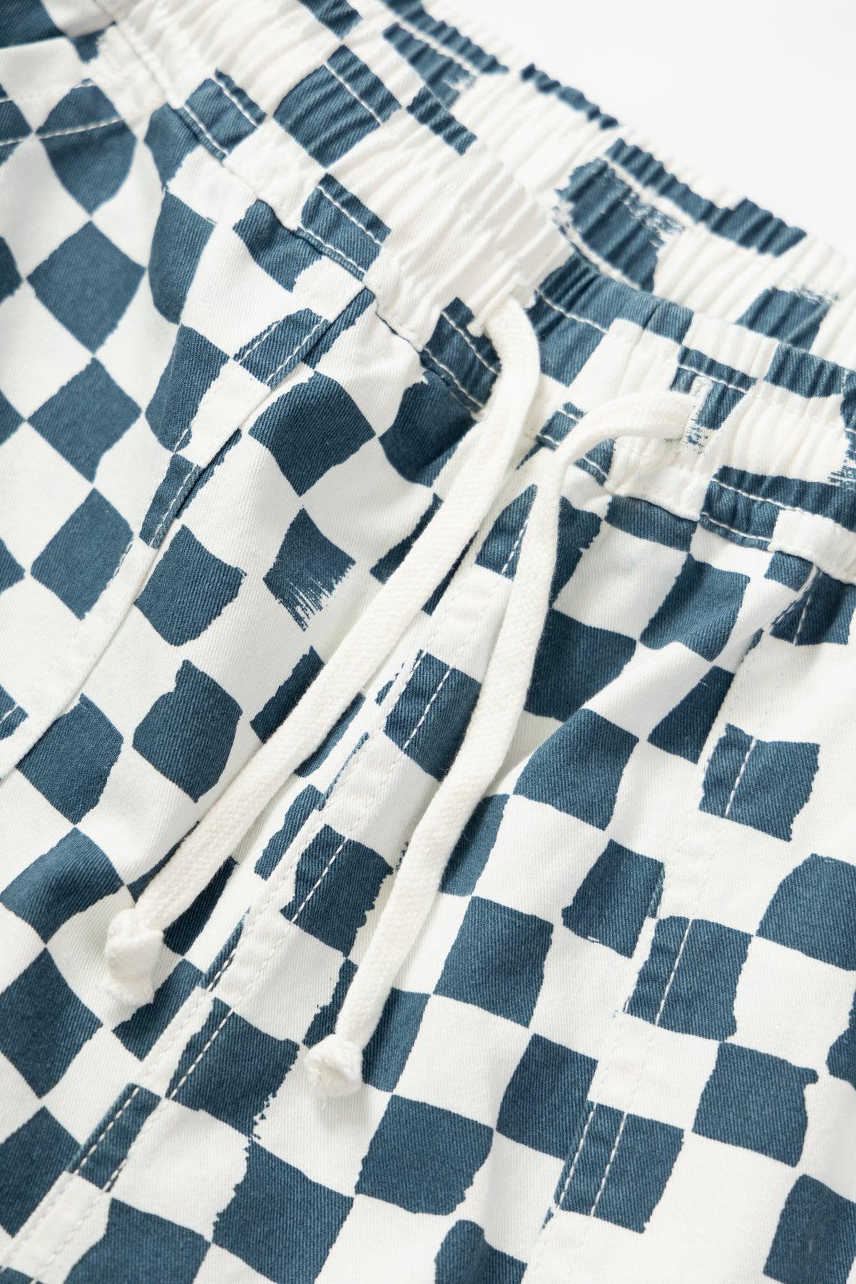 Printed Chef Shorts - Teal Checker Product Image