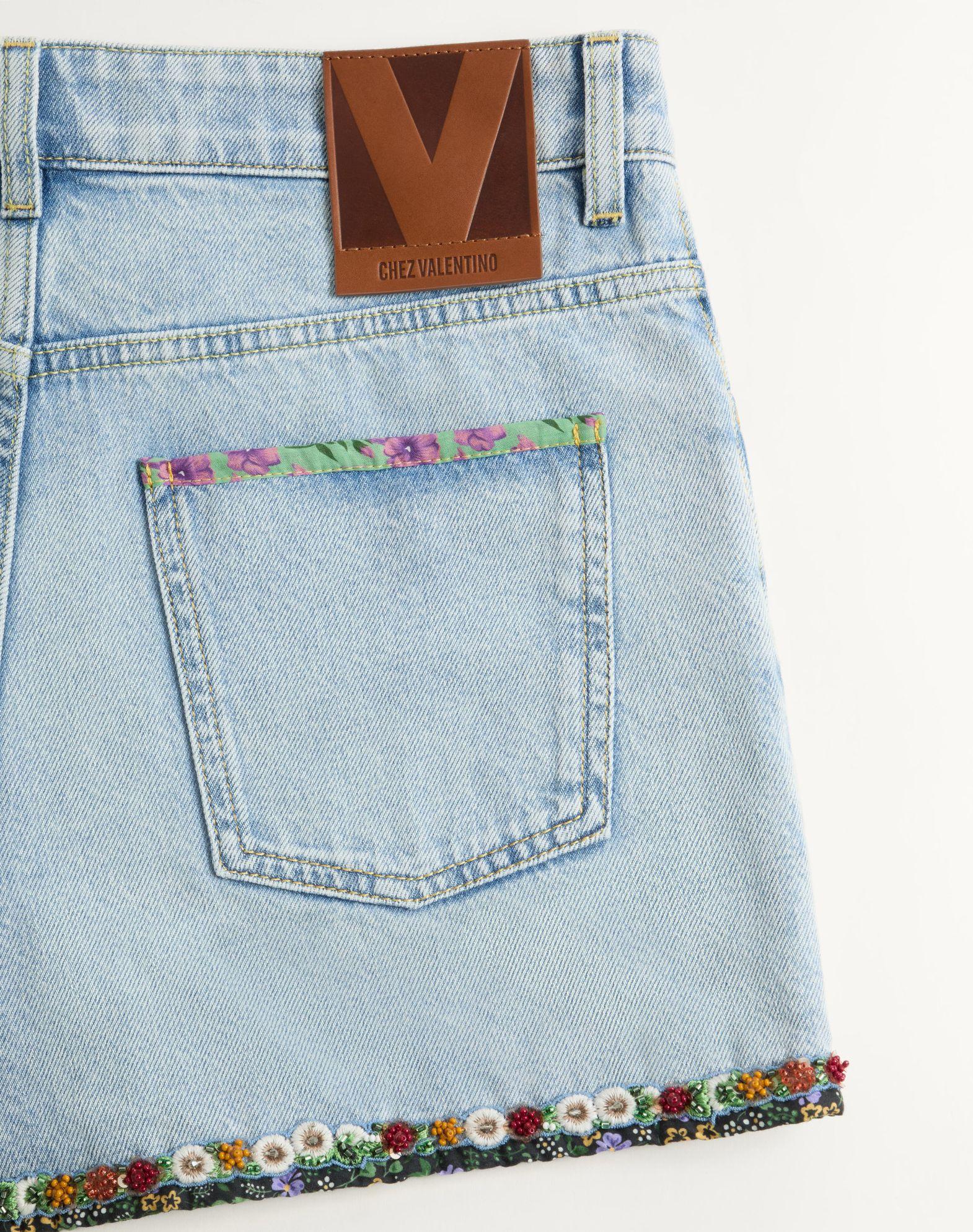 Embroidered Denim Shorts Product Image