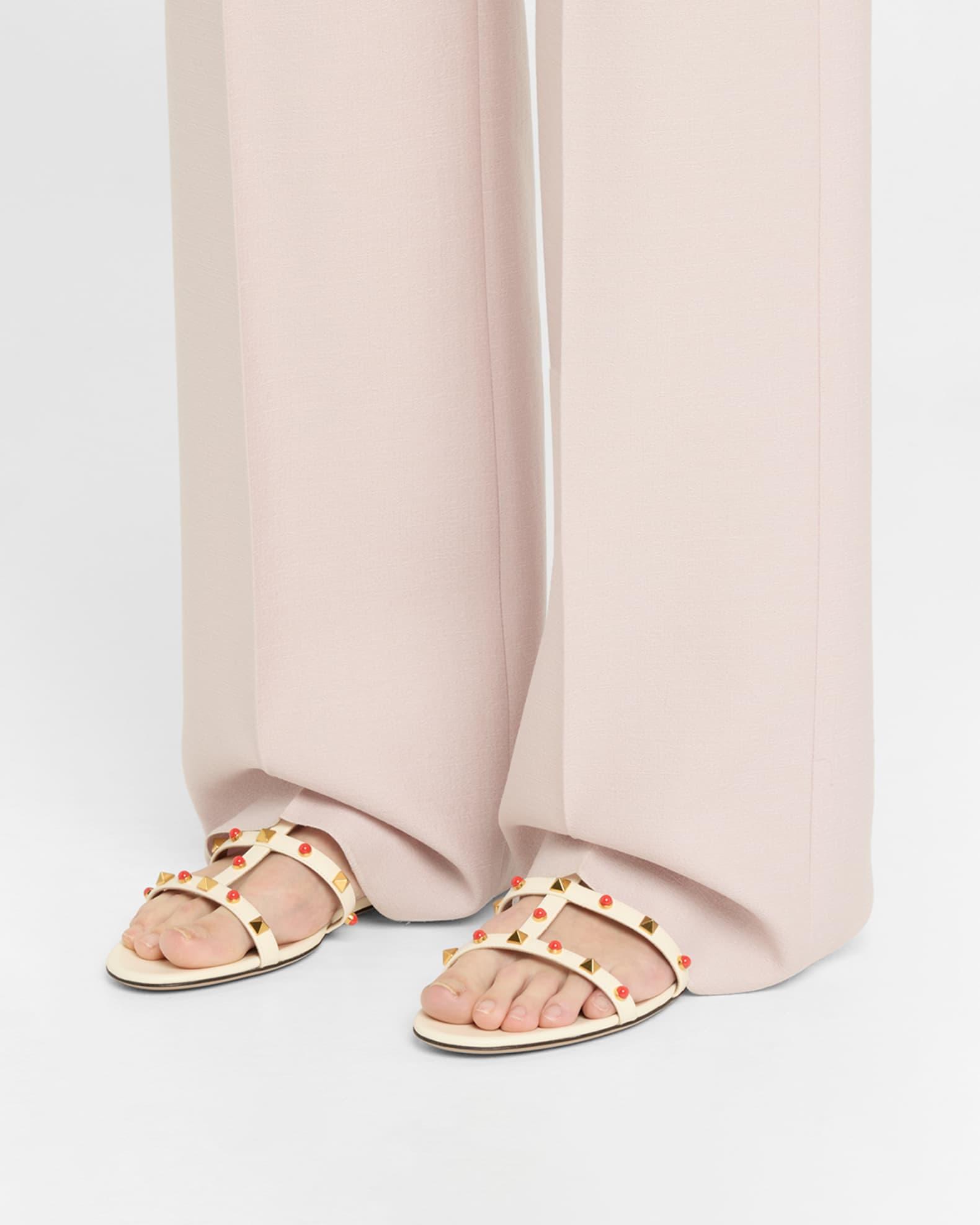 Rockstud Caged Leather Flat Sandals Product Image