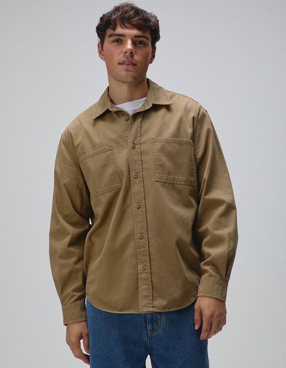 RSQ Mens Oversized Washed Twill Shirt - BLACK Product Image