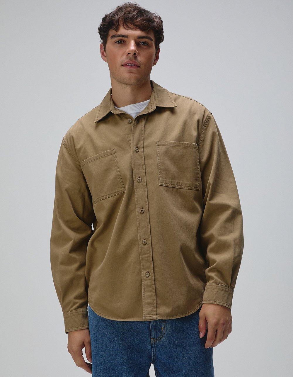 RSQ Mens Oversized Washed Twill Shirt - BLACK Product Image