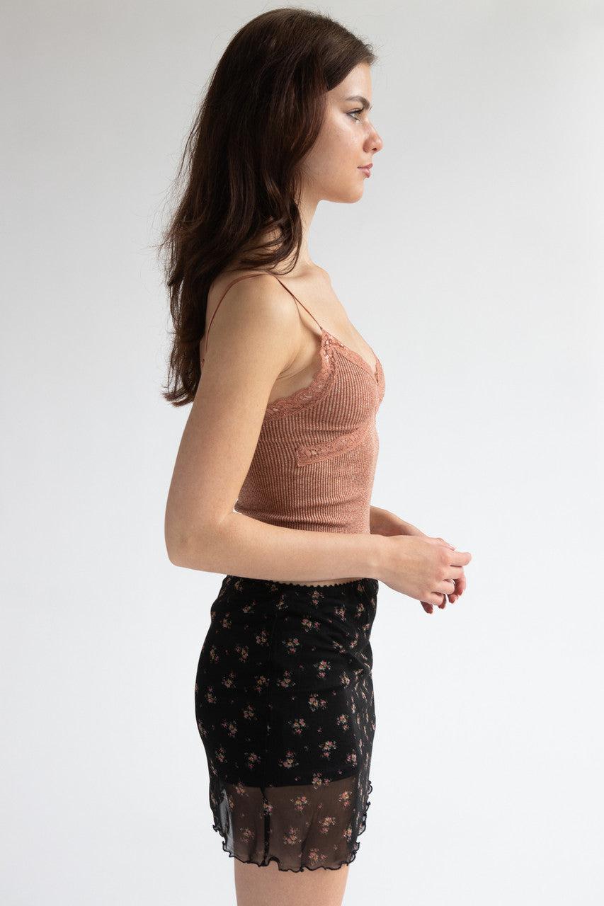 Lace Trim Ribbed Seamless Cami Product Image