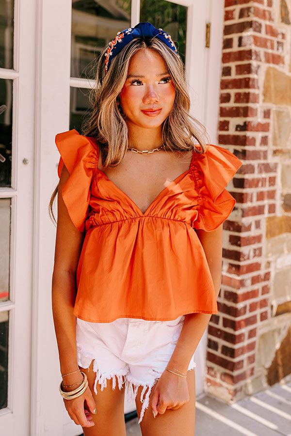 Stay Here Awhile Peplum Top In Rust Product Image