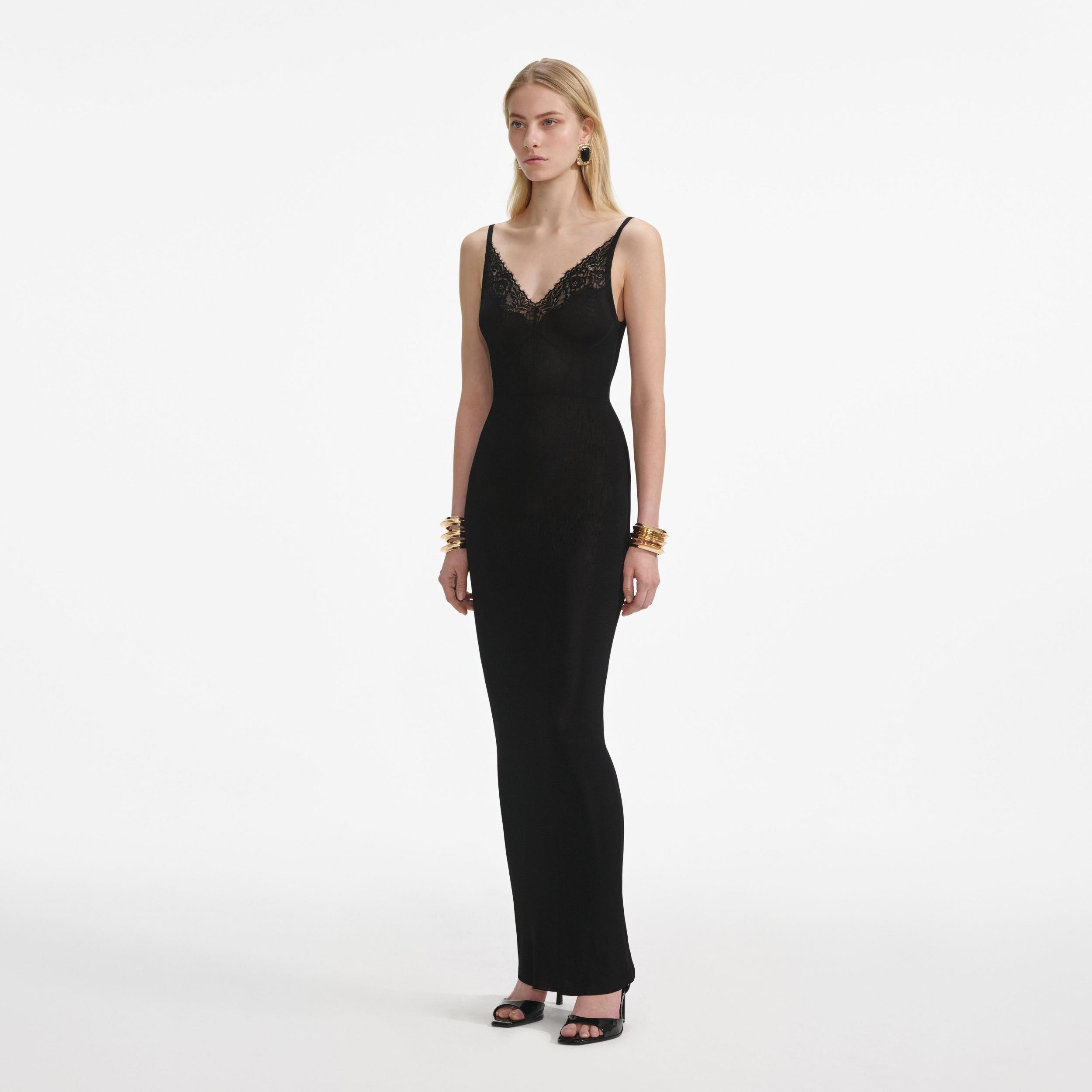 Black Viscose Knit Maxi Dress Product Image