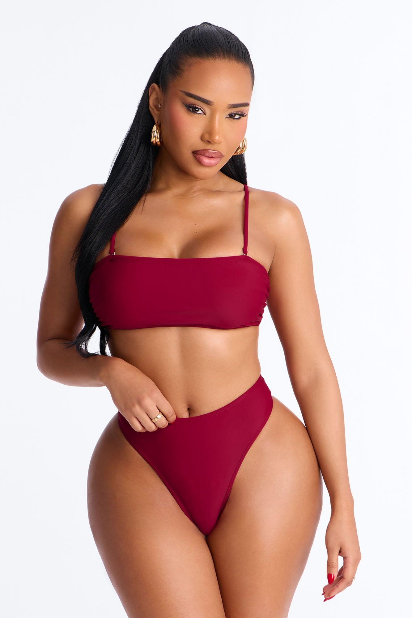 Maui Mix And Match Bandeau Bikini Top - Burgundy Female Product Image