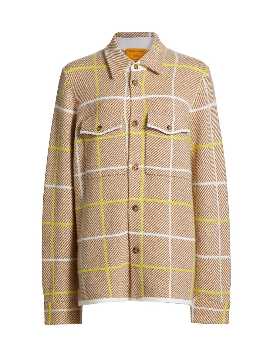 Womens Plaid Cashmere Oversized Work Shirt Product Image