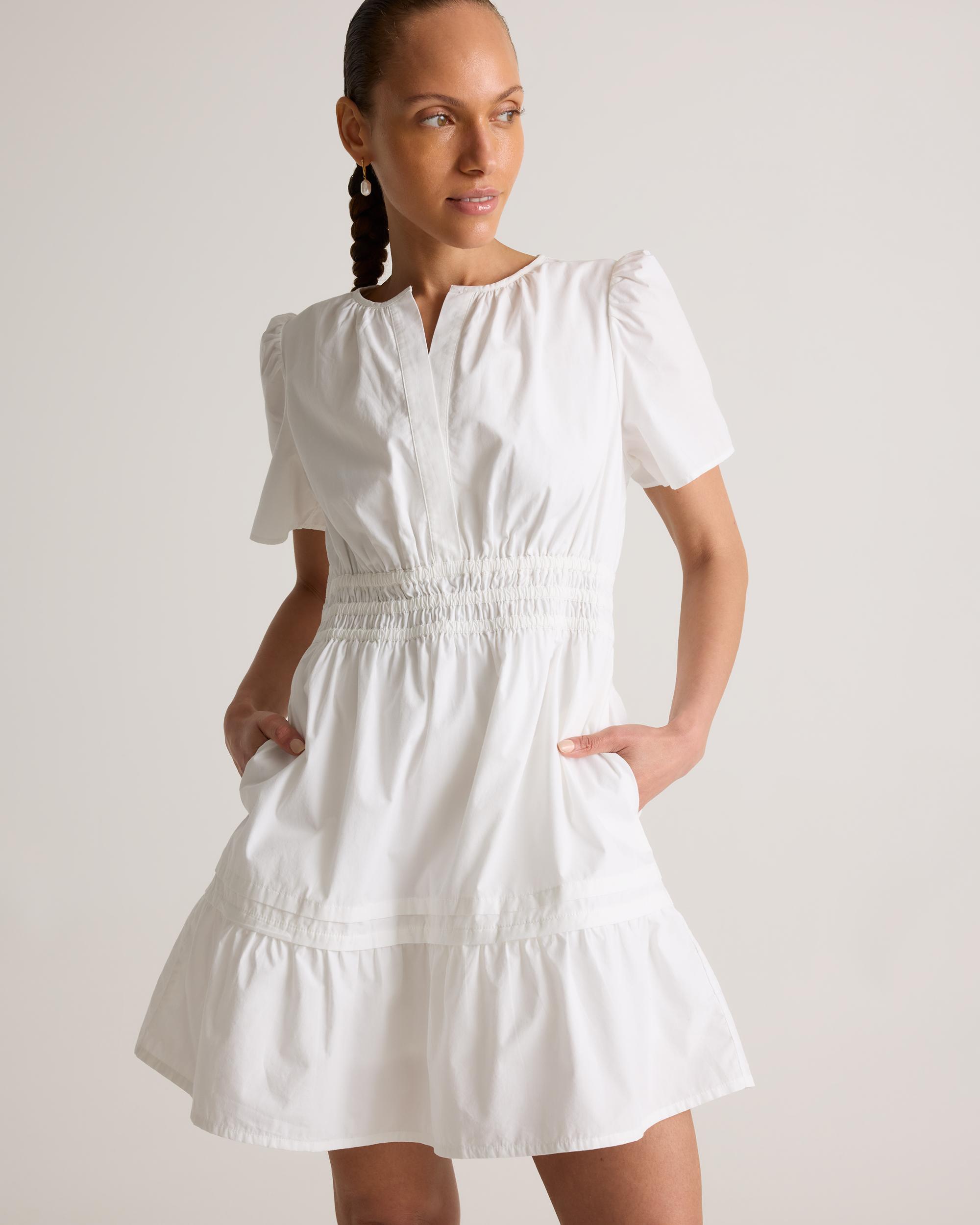 Quince | Women's Poplin Tiered Mini Dress Organic Cotton Product Image