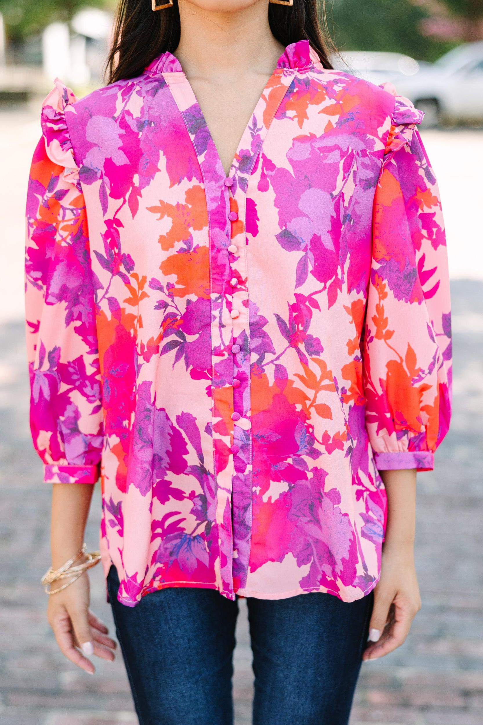 Do What's Right Fuchsia Pink Floral Blouse Female Product Image