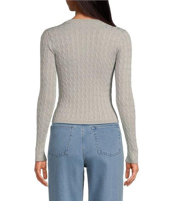 Gianni Bini Cable Crew Neck Long Sleeve Sweater Top Product Image