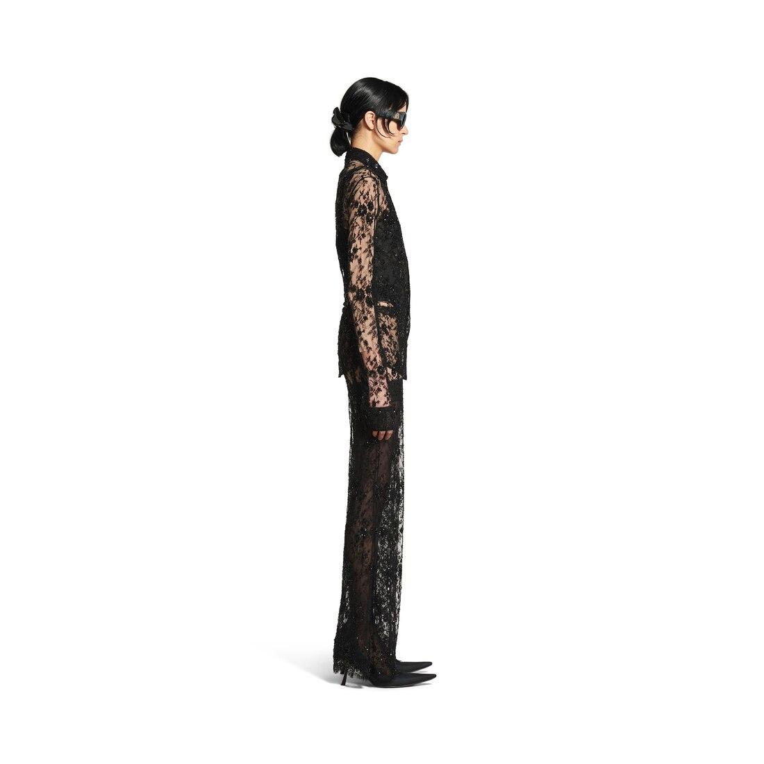 Women's Embroidered Lace Pants in Black Product Image